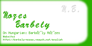 mozes barbely business card